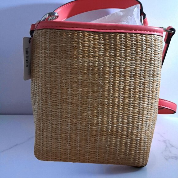 Guess Hot Pink & Tan Bucket Lyria Mini Crossbody Bag NWT - Picture 12 of 12